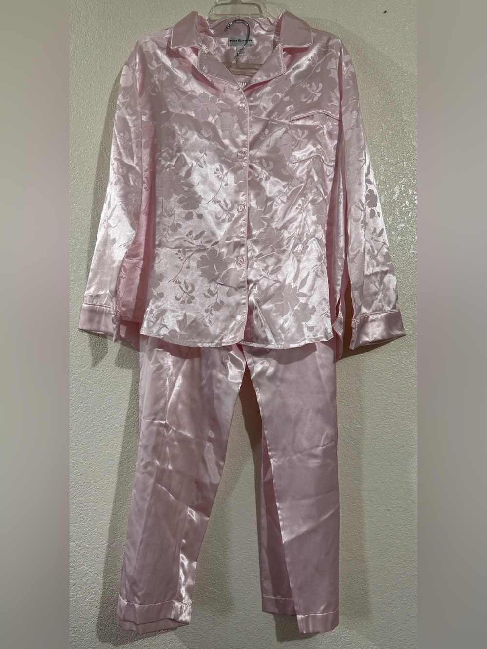 Light Pink Satin Floral Jacquard Woman’s Pajama Set